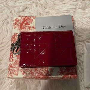 EUC Dior flap cardholders in dark cherry color